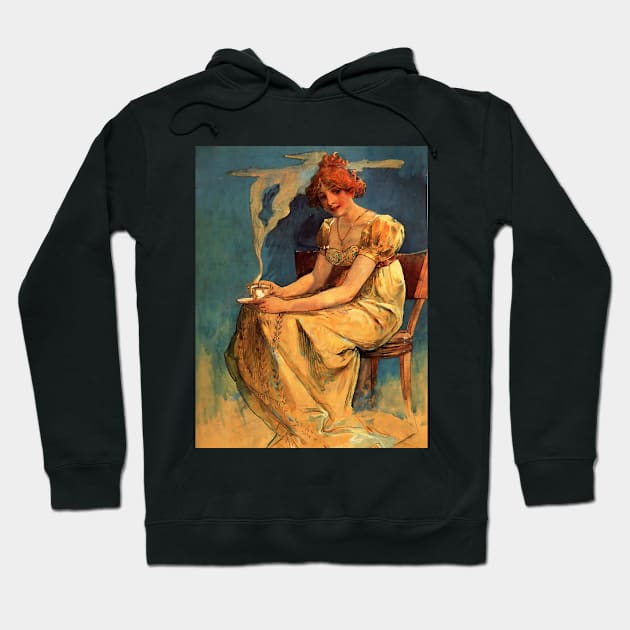 Alphonse Mucha Vintage Poster Art Design Hoodie by PaperMoonGifts